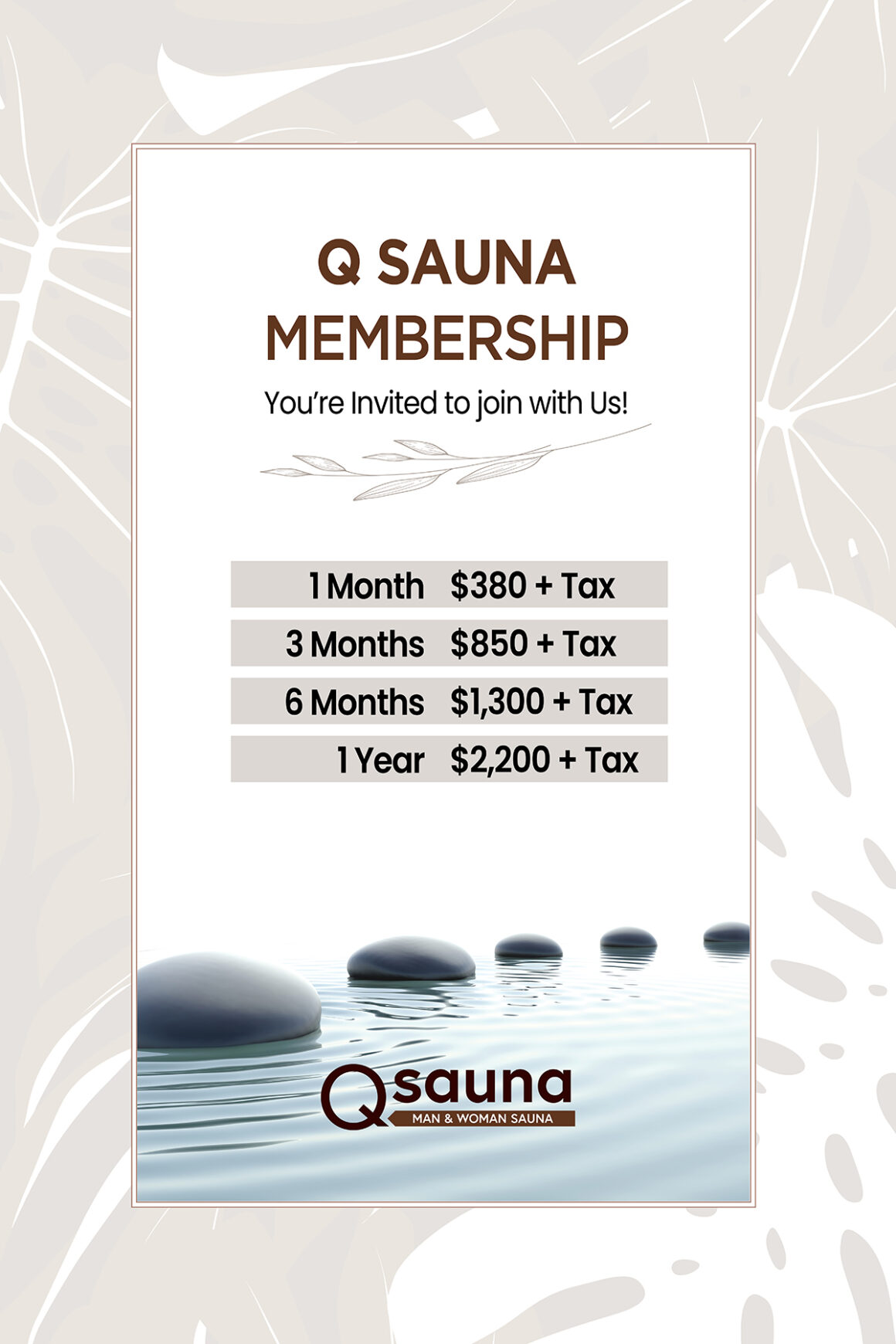 Q SAUNA MEMBERSHIP You’re Invited to join with Us! Best Spa Women